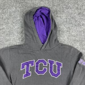 Stadium Athletics College Hoodie Youth Boys M Gray Purple Pullover TCU Logo